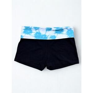 Vtg Y2K Energie Foldover Micro Shorts Blue Tiedye Waistband Hot Pants